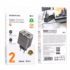 Borofone Wall laadija BN21 Lena - 2xType C - PD 40W hall