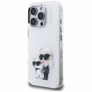 Karl Lagerfeld IML Aquarelle Karl & Choupette & Logo iPhone 16 Pro Ümbris - valge
