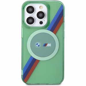 BMW M Tricolor Stripes MagSafe ümbris jaoks iPhone 15 Pro - roheline