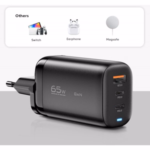Laadija Essager GaN Shining must 65W (QC3.0 / 2xPD65W)