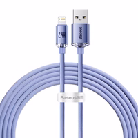 Baseus Crystal Shine cable USB to Lightning, 2.4A, 2m (lilla)