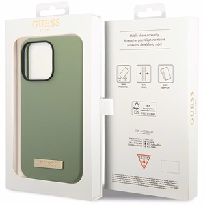 Guess Silicone Logo Plate MagSafe ümbris jaoks iPhone 14 Pro Max - roheline