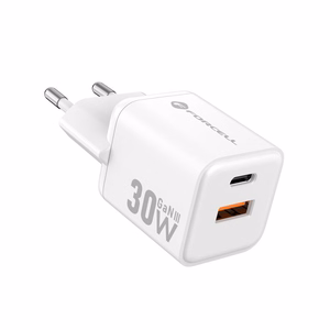 Phone laadija Forcell F-Energy Mini GaN III USB C + USB A QC4.0 PD 30W VT-35 valge 0INT
