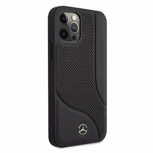 Mercedes nahast perforeeritud ümbris iPhone 12 Pro Max'ile - must
