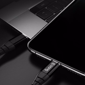 Crong Armor Link USB-A–USB-C kaabel, 25 cm, 60 W PD, 3 A, must