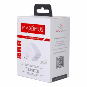 WALL CHARGER MX THUNDER PD 35W, 2xUSB-C WHITE