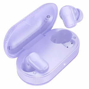 Ultra Clear 1 mm ümbris Słuchawki bezprzewodowe douszne Hoco TWS EQ19 fioletowe, läbipaistev