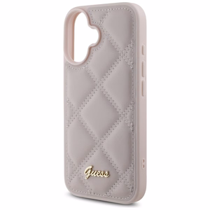 Guess Quilted Metal Logo iPhone 16 Ümbris - roosa