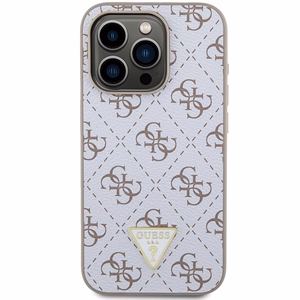 Guess 4G Triangle metallist logoga ümbris iPhone 15 Pro valge