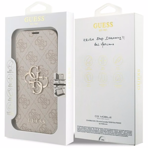 Guess Book 4G Metal Logo чехол для iPhone 17 Pro розовый