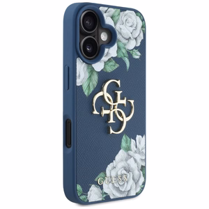 Guess Grained Roses Big 4G logo ümbris jaoks iPhone 16 - sinine