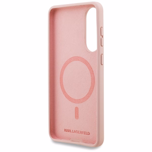 Karl Lagerfeld Silicone Nauble Heads And Circle MagSafe Ümbris jaoks Samsung Galaxy S25 Edge - Roosa