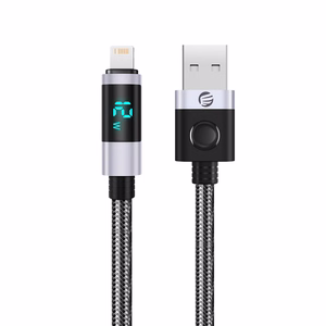 Orico LDA2L USB-A–Lightning, 12 W kaabel LED-ekraaniga, 0,5 m – must ja hõbedane