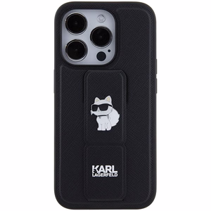Karl Lagerfeld Gripstand Saffiano Choupette Pins чехол для iPhone 15 Pro Max - чёрный