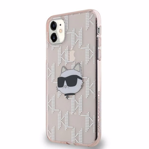 Karl Lagerfeld IML Choupette Head & Monogram ümbris jaoks iPhone 11 / Xr - roosa