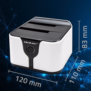 Qoltec 50309 HDD/SSD 2.5" 3.5" Dokkimisjaam SATA III USB 3.0 5Gb/s Kloonimine