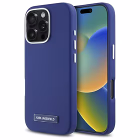 Karl Lagerfeld FW Metal Plate MagSafe iPhone 16 Pro Max Ümbris - sinine