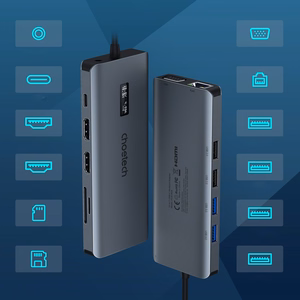Choetech multifunctional HUB koos ekraan 12in1 USB-C to USB-C / USB-A / HDMI / VGA / AUX / SD / TF hall (HUB-M26)