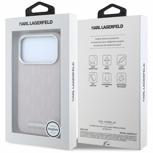 Karl Lagerfeld Grained Mono Resin Logo MagSafe ümbris mudelile iPhone 17 Pro Max / 18 Pro Max – värv: roosa