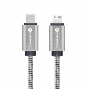 Kaabel USB C to Lightning Forcell F-Energy PD 3A 27W Metal 2 m C238 hõbedane