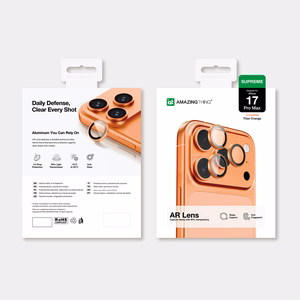 AmazingThing Lens Glass jaoks iPhone 17 Pro / Pro Max - with oranž Frame