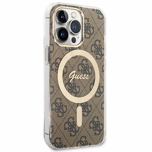 Set Guess GUBPP13LH4EACSW Ümbris+ Charger iPhone 13 Pro brown/brown hard ümbris 4G Print MagSafe