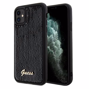 GUESS ümbris jaoks IPHONE 11 GUHCN61PSFDGSK (Sequin Script Metal) must