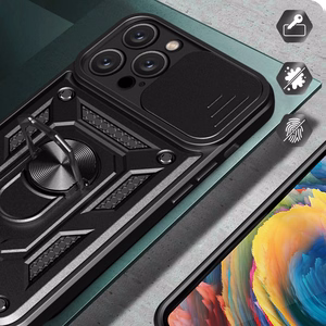 Hybrid Armor Camshield iPhone 16 Pro Max Armored Ümbris with Camera Cover and Stand - Must