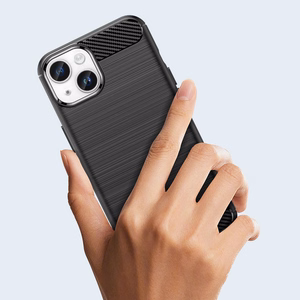 Carbon Case iPhone 14 Plus paindlik geeliga tagakate must