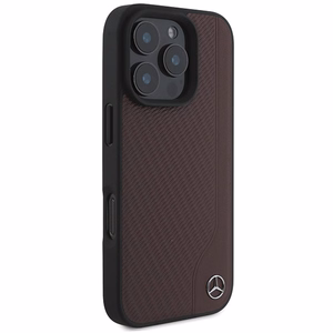 Mercedes MB Wood Imitation Leather MagSafe Ümbris jaoks iPhone 16 Pro Max - punane