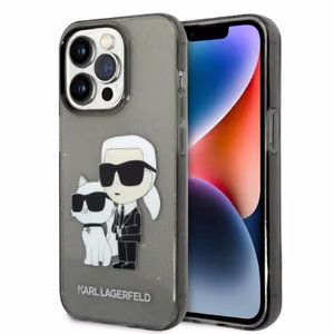 Karl Lagerfeld Glitter Karl&Choupette ümbris jaoks iPhone 14 Pro Max - must