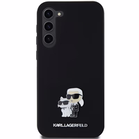 Karl Lagerfeld Silicone Karl&Choupette Metal Pin ümbris jaoks Samsung Galaxy S23+ - must