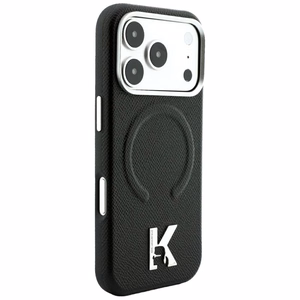 Karl Lagerfeld Grained Embossed Ring & Kameo Logo ümbris seadmele iPhone 18 Pro Max / 17 Pro Max, MagSafe-ühilduv – must