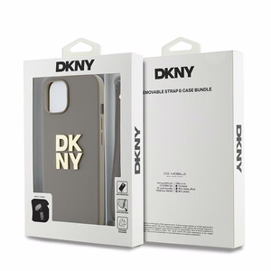 DKNY Wrist Strap Stock Logo ümbris jaoks iPhone 15 Plus - beige
