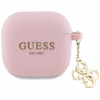 Guess AirPods 4 cover Silicone 4G Charm ümbris - roosa