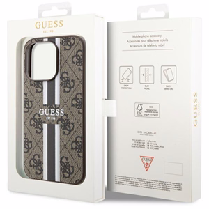 Guess GUHMP14LP4RPSW iPhone 14 Pro 6.1" brown/brown hardcase 4G Printed Stripes MagSafe