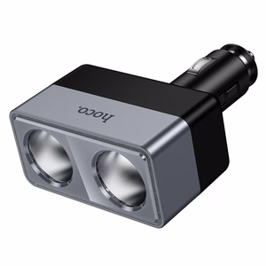Nutikas dual sigaretisüütaja Autolaadija Hoco 2 lighter pordid max 240W/24V Z65 must