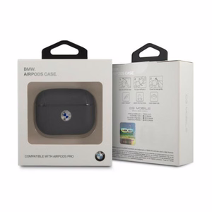 BMW ehtne nahast hõbedase logoga AirPods Pro ümbris - tumesinine