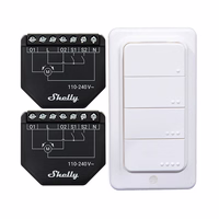 Komplekt of 2 WiFi Shutter Controllers jaoks Blinds/Curtains Shelly Shutter + BLU RC Button 4