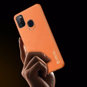 Dux Ducis Yolo elegantne pehme TPU-st ja PU nahast valmistatud ümbris Samsung Galaxy M30s oranžile mudelile