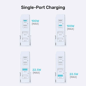 GaN võrgulaadija - Unitek P1229AWH01-EU | 100W 2x USB-C 2x USB-A