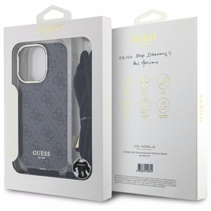 Guess Crossbody Cord 4G Print Ümbris jaoks iPhone 16 Pro Max - must