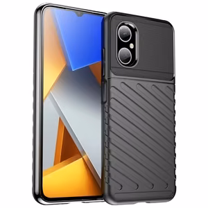 Thunder Case Xiaomi Poco M4 5G silikoonist soomuskate must