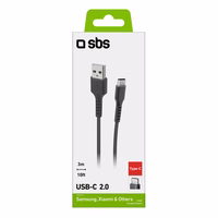 SBS TECABLETC3MTK USB-A - USB-C Kaabel 3m - must