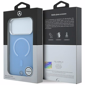 Mercedes Double Layer Iconic Logo ümbris seadmele iPhone 18 Pro Max / 17 Pro Max, MagSafe-ühilduv – sinine