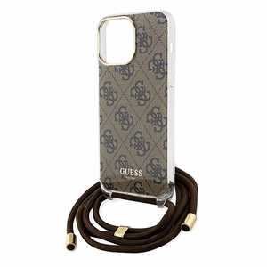 Guess Crossbody Cord 4G Print ümbris jaoks iPhone 15 Pro - brown