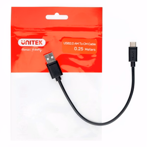 UNITEK USB-A — USB-C kaabel 25CM, Y-C480BK