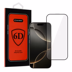Tel Protect Full Glue 6D Karastatud klaas jaoks IPHONE 16 PRO/17 BLACK