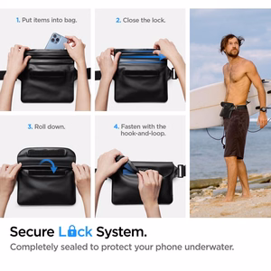 Spigen Aqua Shield A621 veekindel puusakott + ujuv ümbris - must