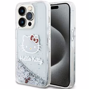 Hello Kitty Liquid Glitter Charms Kitty Head ümbris jaoks iPhone 14 Pro Max - hõbedane